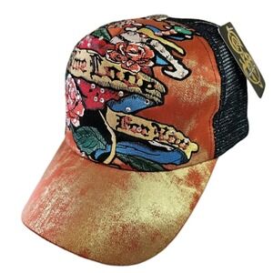 Stephanie Simon Embroidered Rhinestone Womens Trucker Hat Love Roses Mesh Multi